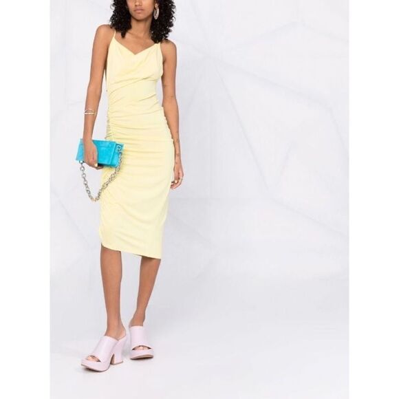 THE ANDAMANE Irina draped midi dress size 40 - Picture 2 of 12